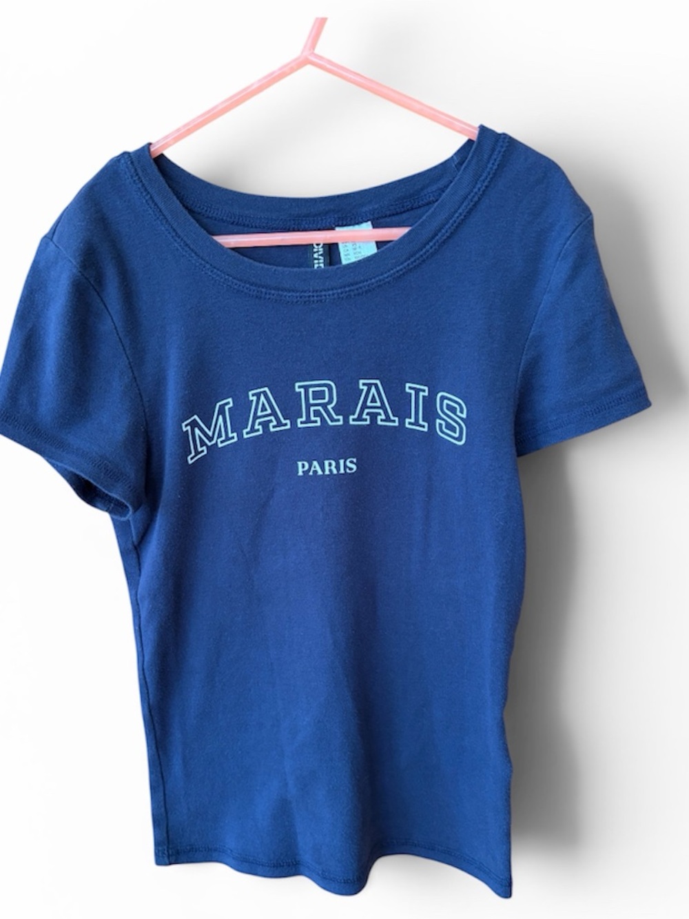 H&M Navy Blue 'Marais Paris' Kids Short Sleeve Tee Sz XS